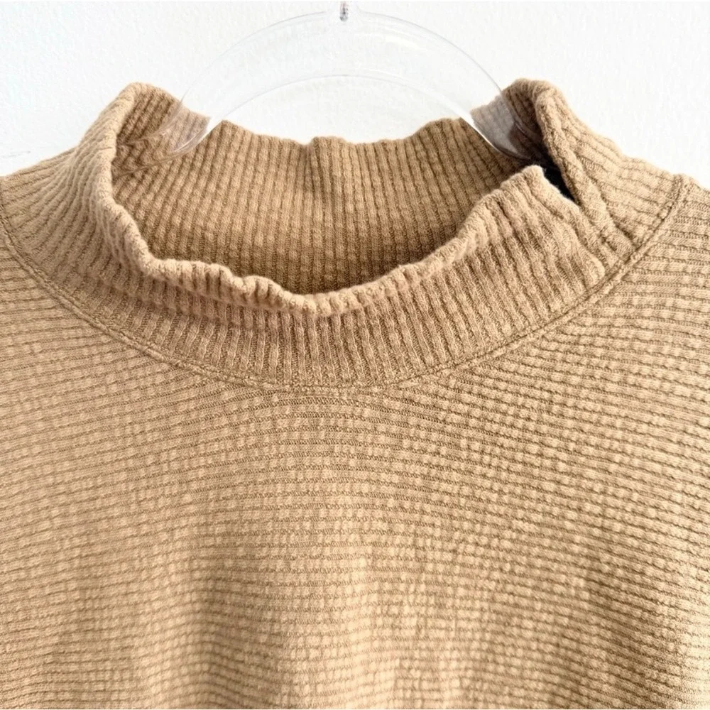 Free People We The Free Waffle Knit Mock Neck Tunic Sweater Camel Size Small